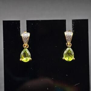 Gold Plated Sterling Silver Peridot Earrings RSE 925 Pierced Post